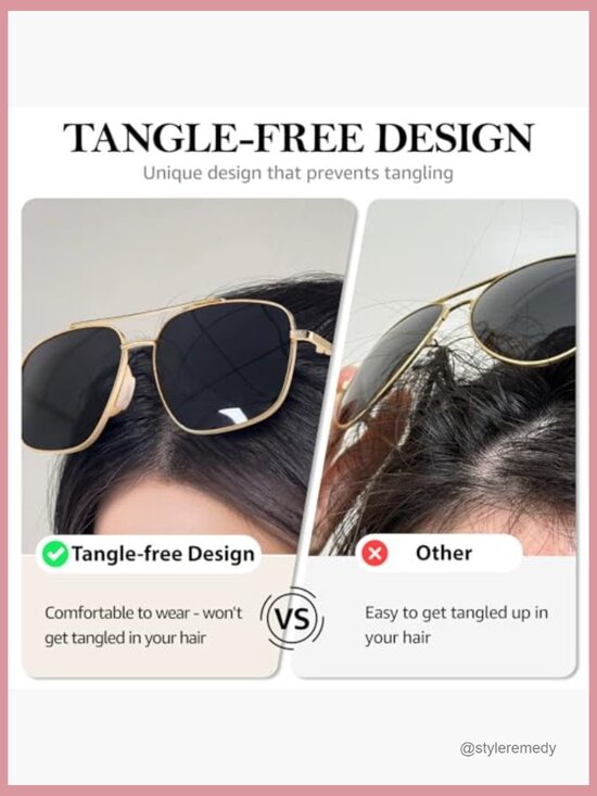 Polarized UV400 Aviator Sunglasses, Tangle-Free Metal Frame main image 4